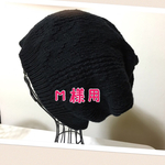 Ｍさま専用タックレース編み帽子　ブラック
