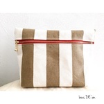 milk tea stripe pouch