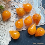 【6pcs】オレンジ❤︎マーブルドロップビーズ