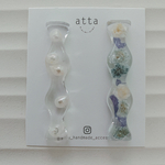 アシンメトリー♡淡水パールと淡色かすみ草のくねくねピアス/イヤリング