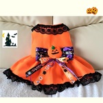 犬服　ハロウィンのワンピース　オレンジ　 送料無料　hwf30
