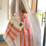 エコバッグ　L  ストライプ　オレンジ
