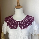 コットン混のパイナップル編み付け襟