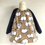 [hanafamily-3 様ご予約品] フリーススモック❄️北欧調白クマ君×濃紺(110size) 