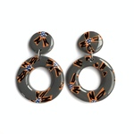 bonny flowers donuts dangle グレー花柄ピアス/イヤリング(アレルギー対応)