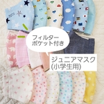 受注生産【フィルターポケット付き ジュニア マスク】小学生 低学年 ～ 高学年