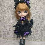 ブライスsize☆No.76お猫カチューシャ&しっぽ付きワンピ