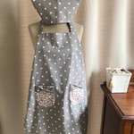 フレンチドット(グレー)♡リバティ生地のポケット女の子エプロン130cm
