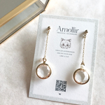 クリアストーンピアス ピアス チェーンピアス アメリカンピアス 天然石 淡水パール イヤリング サージカルステンレス/クリアストーン×淡水パールピアス