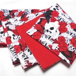 ●●お羊屋USAコットンSkull柄半幅帯新品リバご予約品