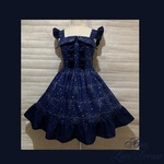 ハロウィン特別価格♪半額*ミルキーウェイ 星空 襟付きジャンパースカート★ネイビー/紺×シルバー・1点物（即納品）