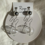 ピアス イヤリング 大ぶり クリアシルバー【ポン】