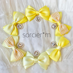 Jewel ♡ リボンクリップ リボン ヘアクリップ ギンガムチェック イエロー 黄色 レモン きいろ ロリータ ロリィタ ゆめかわいい 量産型 地雷 推しカラー 推し色 ハート パール キラキラ