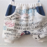 【size70】サルエルモンキーパンツ〈グラフィック柄・ネイビー〉　