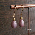 ～Mauve pink～（シンプル/アンティーク風/送料無料/ピアス/ノンホールピアス/イヤリング/大人/綺麗/チェコガラス）