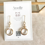 ストーンピアス ピアス シンプルピアス 淡水パール クリアストーン 真珠 ガラスストーン ゴールド イヤリング サージカルステンレス ブラウン グレー/クリアストーン×淡水パールピアス