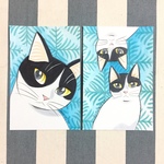 原画入り 送料無料 猫の コレクターズ ポストカード クリアファイル （5）  収納 絵 イラスト 絵画 手描き