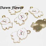 【D-0131】10pcs　犬　23×15mm　ホワイト　チャーム