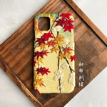 錦秋〜紅葉 和布刺繍 和柄 スマホケース【iPhone11】