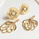 2wayピアス/つまみ細工/ベージュゴールド