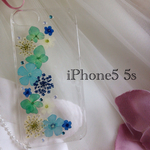押し花iPhoneケース Blue5