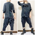 スエット七分丈カーゴサルエルパンツ　チャコール