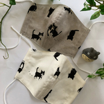 コットンリネン＆ダブルガーゼ☆ハチワレ猫ちゃん☆２枚セット☆値下げ品☆ホワイト＆ライトグレー