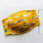 子供サイズ☆ねことサバ缶（黄）☆立体ダブルガーゼのマスク☆送料無料☆リバーシブル