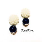 ダリアのお花 pierce／earring ＊ ブルー ＊ silver