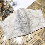 再入荷！！　大人 大きめ マスク ハーフリネン　Wガーゼ　花柄　刺繍　ベージュ ×  カーキ