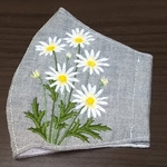 秋・冬マスク【刺繍マスク】立体マスク  刺繍    マーガレット