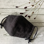 ＊再販＊リューアル♫秋冬リネンドット刺繍マスク　内布・抗菌・抗ウイルス機能繊維加工技術「クレンゼ」使用　ブラック　立体マスクMサイズ