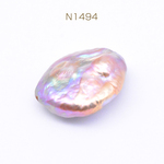 N1494  3個  高品質淡水パールビーズ No.20 コイン 天然素材 パープル  3×【1ヶ】