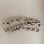 リネン素材刺繍クロスヘアバンド