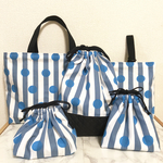 オシャレkidsの為の❤︎入園入学5点セット【水玉×ストライプ】(ブルー)