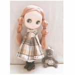 ドール服 ミディブライスアウトフィット マドラスチェックワンピース+ペチスカートセット
