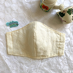 刺繍ガーゼ×ダブルガーゼのマスク お肌になじむ優しいアイボリー ☆マスク紐はオペコット生地