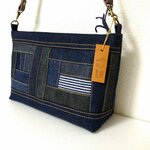 パッチワーク🎵たっぷり入るデニムのファスナー付きワンショルダーバッグ（ver.19）