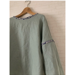在庫⚪︎うぐいすリネン×小花柄のTシャツプルオーバー