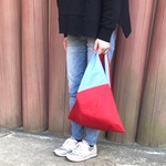 【 撥水ナイロン 3way エコバッグ 】 L size / レッド × ダスティブルー