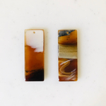 Brown White Acetate Rectangle Pendant Tops
