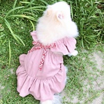 犬服【再販】　エプロンドレス　コーディロイ　ベビーピンク　犬ワンピース　犬の服
