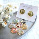 ﾜﾝｺｲﾝ♡ゴールドサークルとお花のピアス、イヤリング