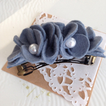 【再販】フェルトのフラワーバレッタ《グレー》