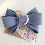 【再販5】フェルトのリボンバレッタ《グレー》