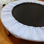トランポリンカバー ハンドメイド キルティング生地 ストライプパステルサックス