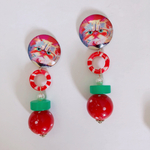 グランピーふわふわにゃんこ♡苺みたいな色合い♡ピアス/イヤリング