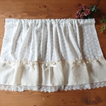 薔薇の総刺繍♪ナチュラルロマンカフェカーテン 112cm×48cm