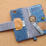 #036 みみこ様専用 デニムリメイク手帳型  iPhone6sカバー《送料込》