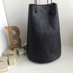 ■カッコいい シワ加工 black レザー巾着バック■レザーショルダーバック 黒い鞄